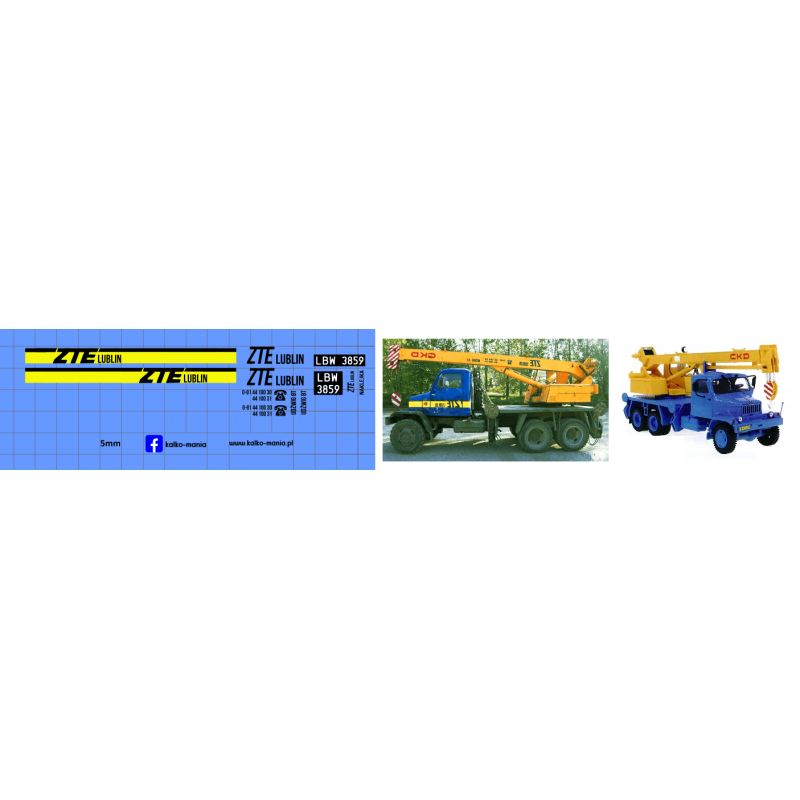 praga v3s dźwig ad80 zte lublin kalkomania 1:43