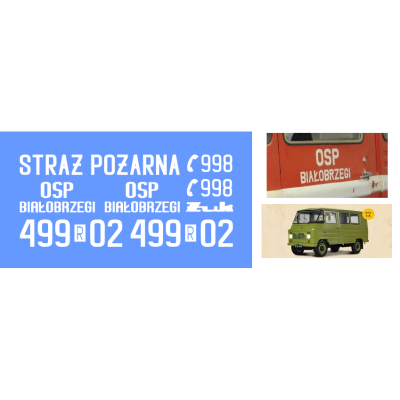 żuk a07 osp straz pożarna kalkomania 1:8