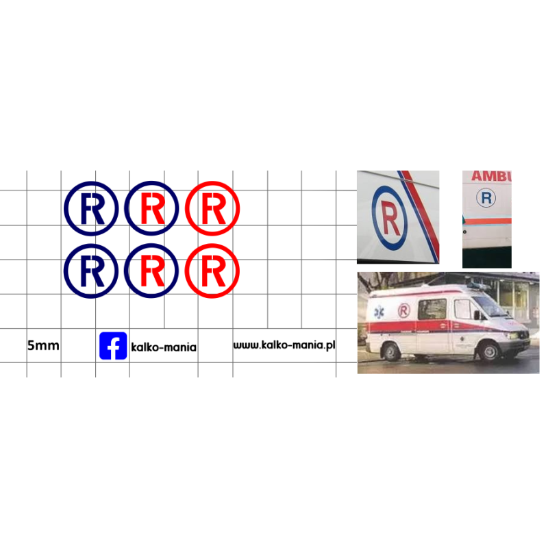 copy of ambulans karetka krzyz logo kalkomania 1:43