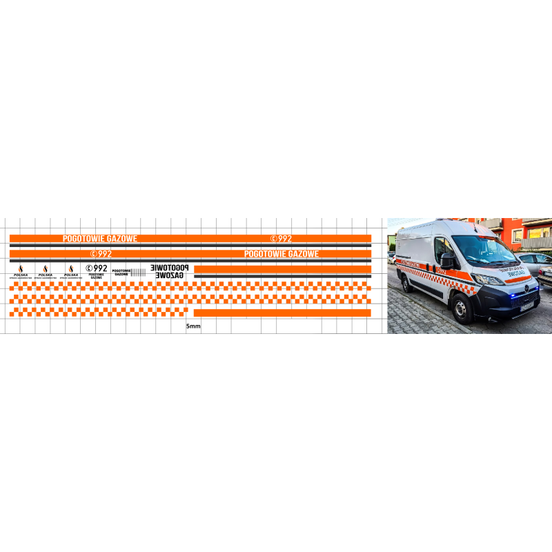 FIAT RENAULT POGOTOWIE GAZOWE ZESTAW UNIWERSALNY kalkomania 1:43