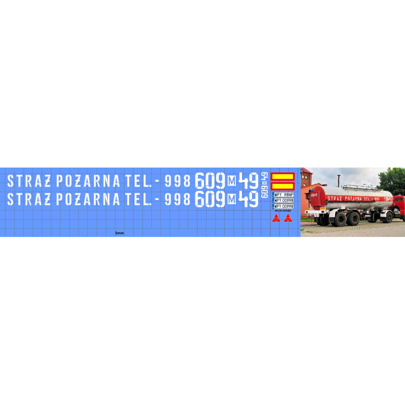JELCZ 417 STRAZ OSP NACZEPA METALCHEM kalkomania 1:43