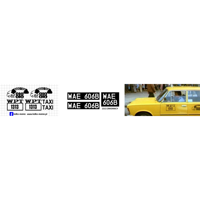 fiat 125p taxi 1313 zmiennicy kalkomania 1:8