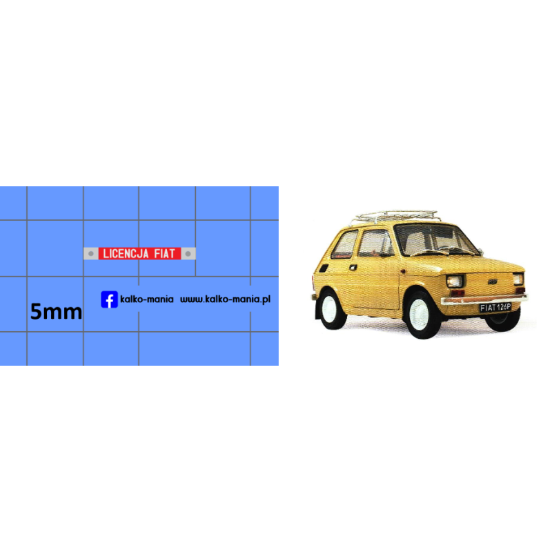 fiat 126p licencja fiat logo kalkomania 1:8