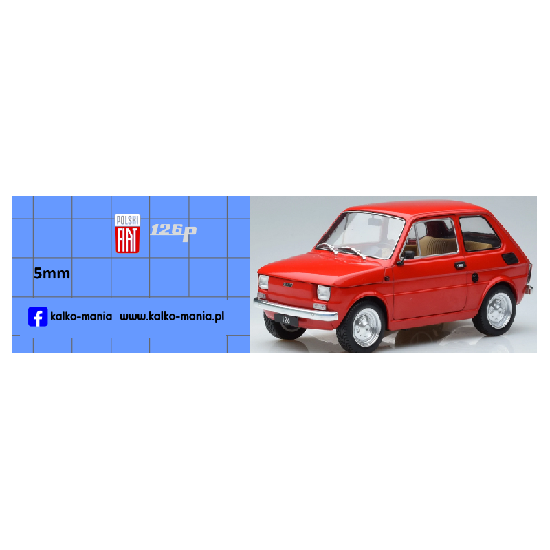 fiat 126p logo kalkomania 1:18