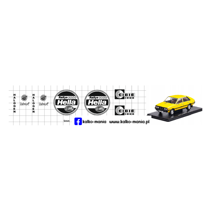 halogen zelmot cibie hella polonez fiat kalkomania 1:24