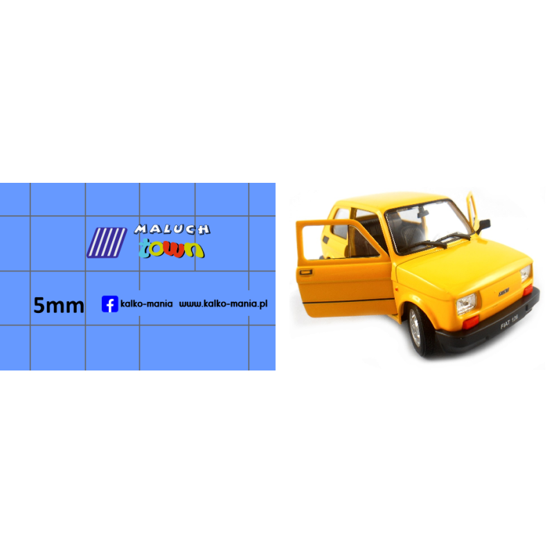 logo fiat 126p maluch town welly kalkomania 1:24