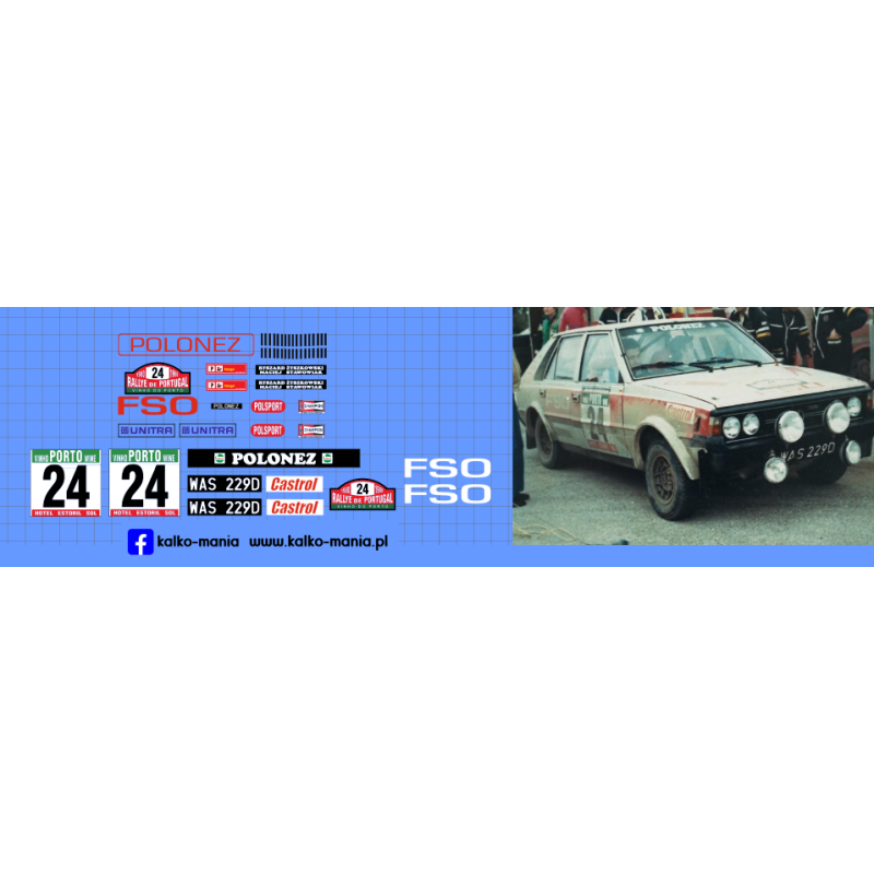polonez 2000 stachowak zyszkowki rally de portugal 1980 kalkomania 1:24