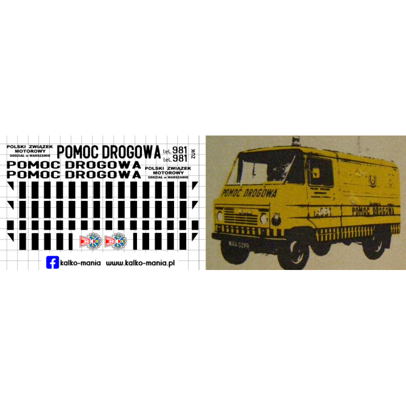 zuk pzm warszawa pomoc drogowa kalkomania 1:24