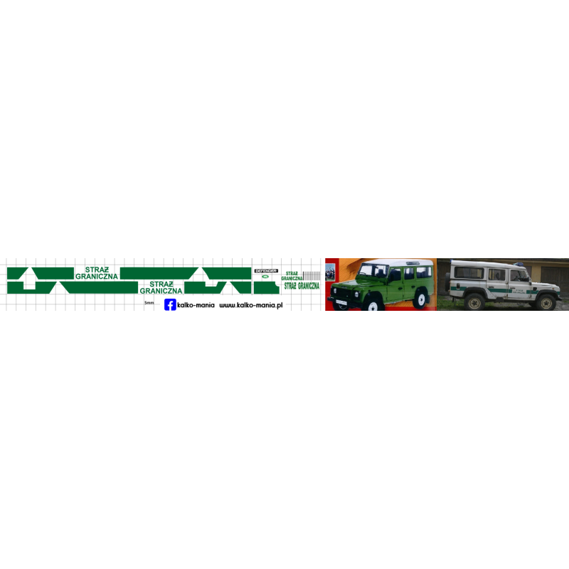 land rover defender straz graniczna kalkomania 1:24