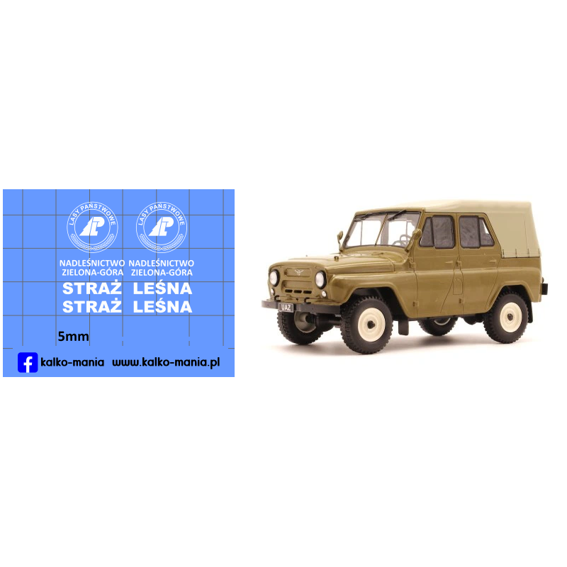 straz lesna uaz 469 kalkomania 1:24
