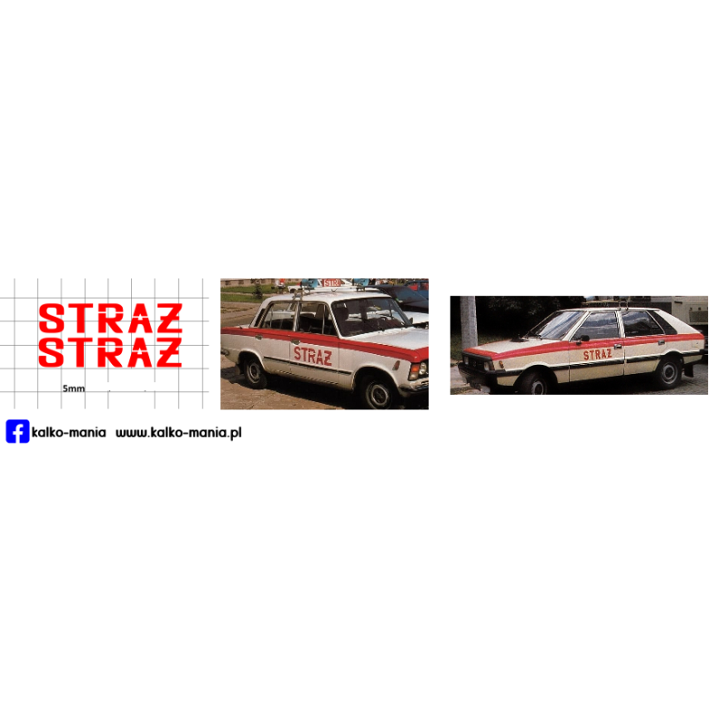 straz logo fiat 125p polonez kalkomania 1:24