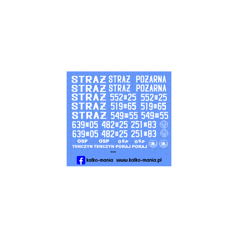 straz zestaw nowy kalkomania 1:24