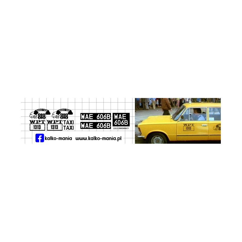 fiat 125p taxi 1313 zmiennicy kalkomania 1:24