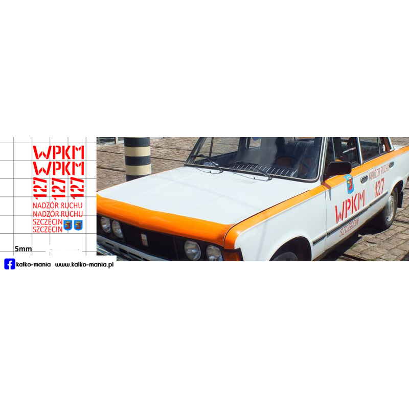 fiat 125p wpkm szczecin kalkomania 1:43