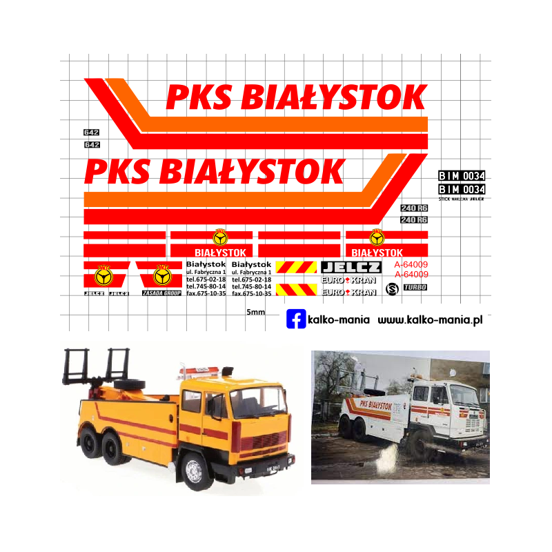 jelcz 642 holownik pks bialystok kalkomania 1:43