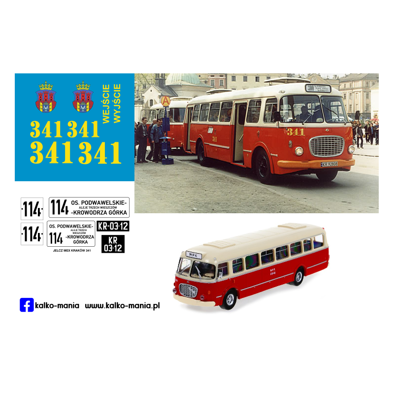 jelcz mex mpk krakow kalkomania 1:43