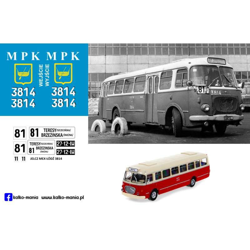 jelcz mex mpk lodz kalkomania 1:43