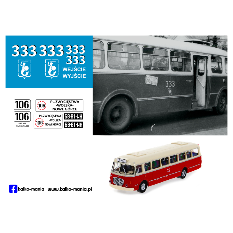 jelcz mex warszawa 333 kalkomania 1:43