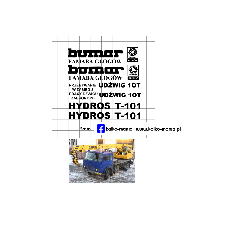 dzwig bumar hydros t 101 kalkomania 1:43