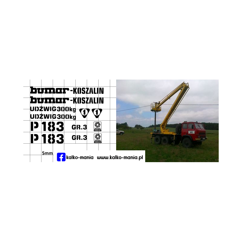 podnosnik koszowy bumar p 183 kalkomania 1:43