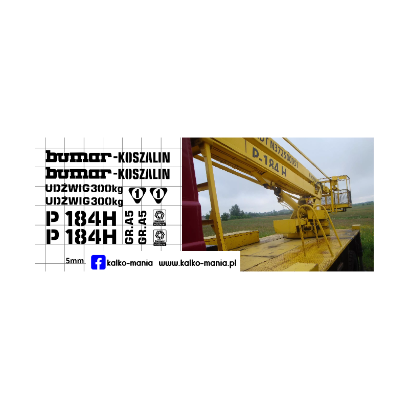 podnosnik koszowy bumar p184h kalkomania 1:43