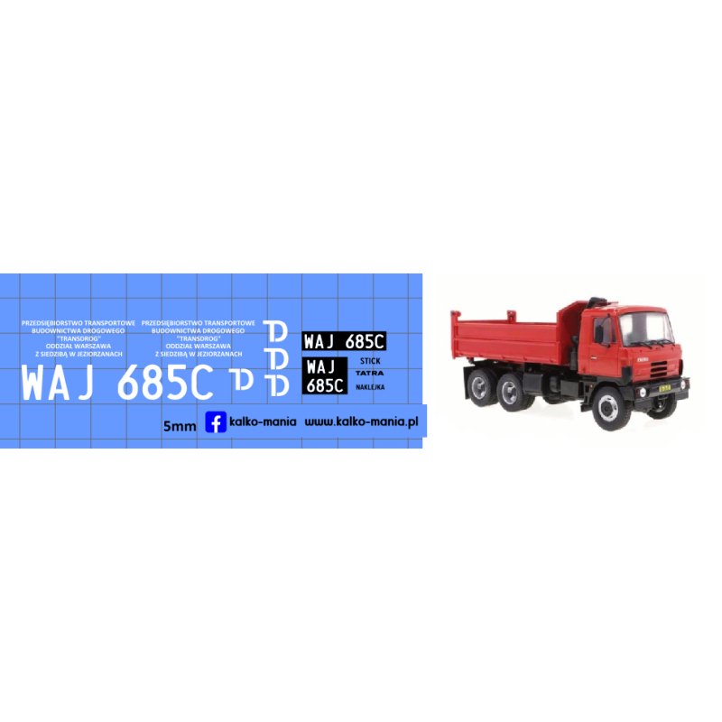 tatra 815 transdrog warszawa kalkomania 1:43