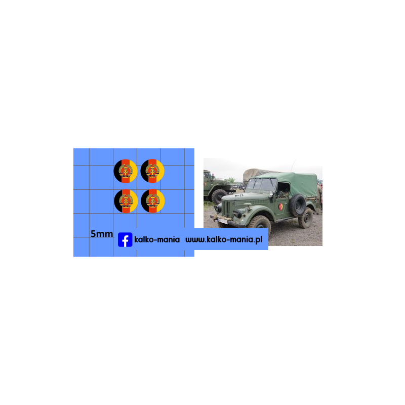 gaz uaz wojsko ddr logo kalkomania 1:43