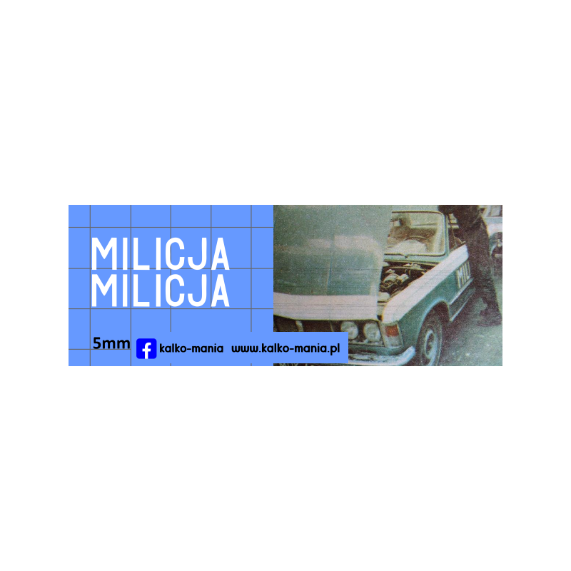 milicja fiat 125p bialy kalkomania 1:43