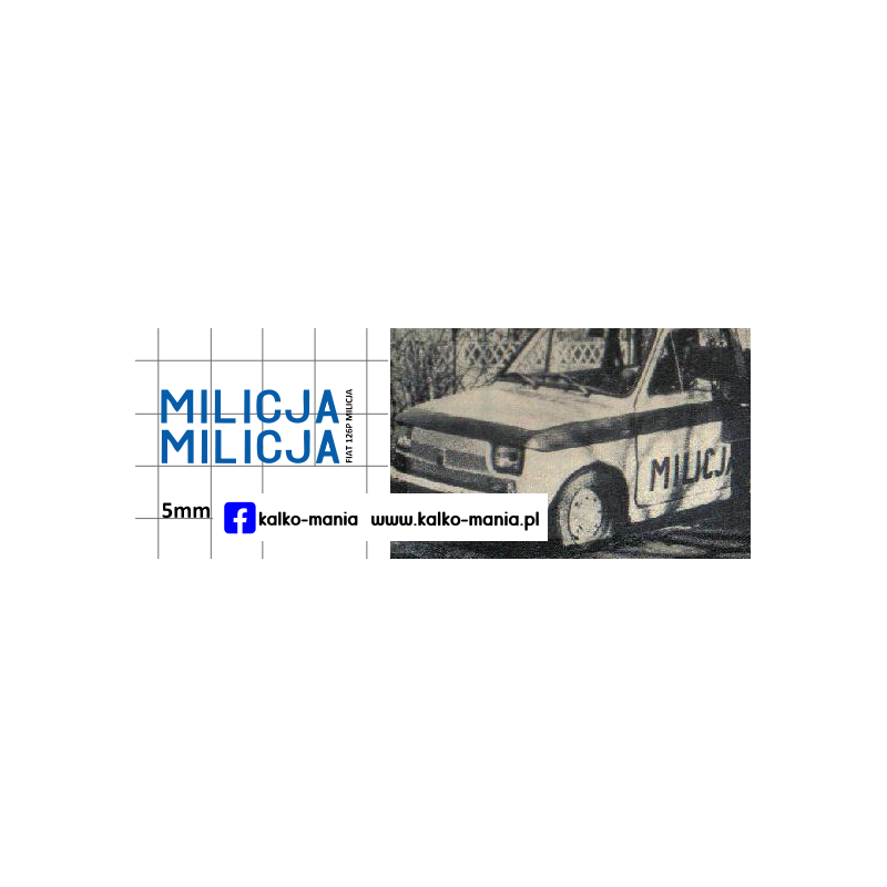 milicja fiat 126p kalkomania 1:43