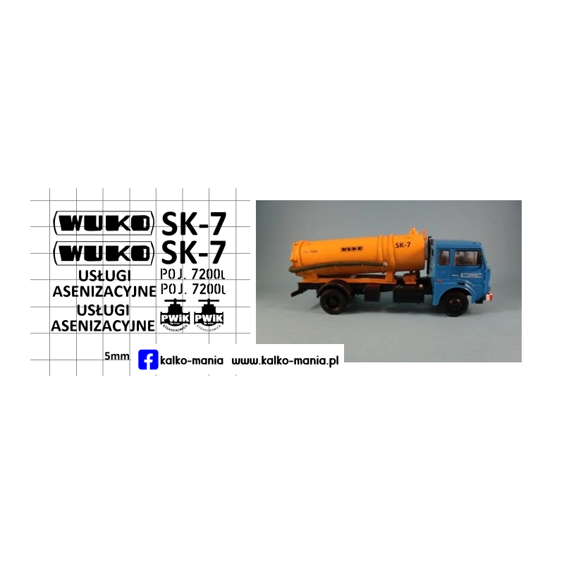 jelcz wuko asenizacyjny sk 7 kalkomania 1:43