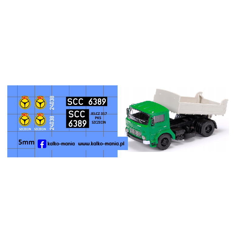 jelcz 317 wywrotka pks szczecin kalkomania 1:43