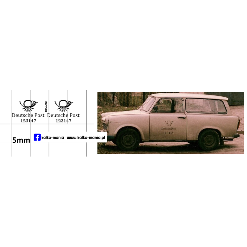 deutsche post trabant kalkomania 1:43