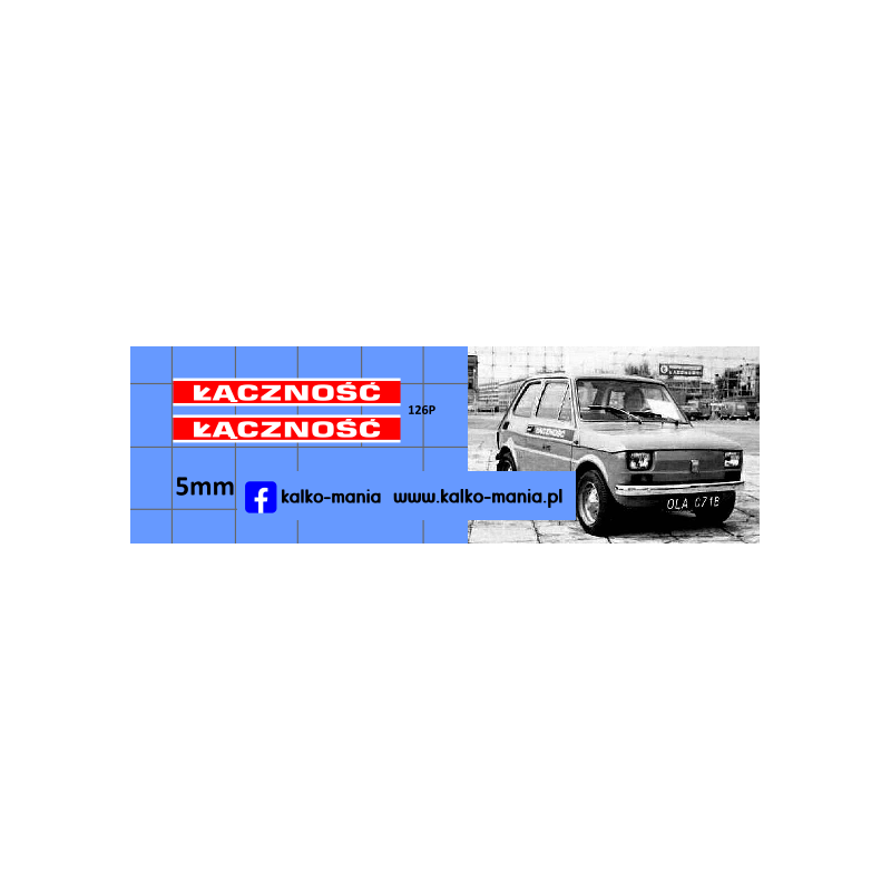 fiat 126p lacznosc kalkomania 1:43