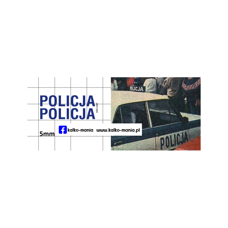 fiat 125p policja kalkomania 1:43