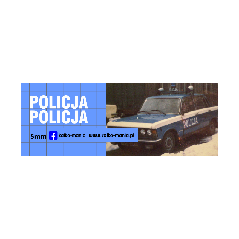 fiat 125p policja kalkomania 1:43