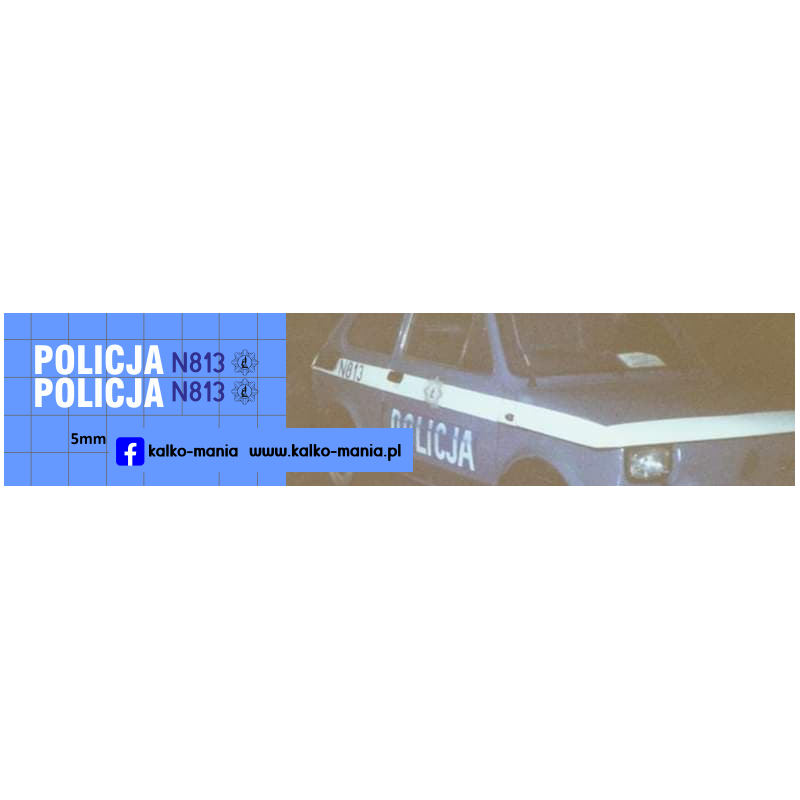 fiat 126p policja kalkomania 1:43