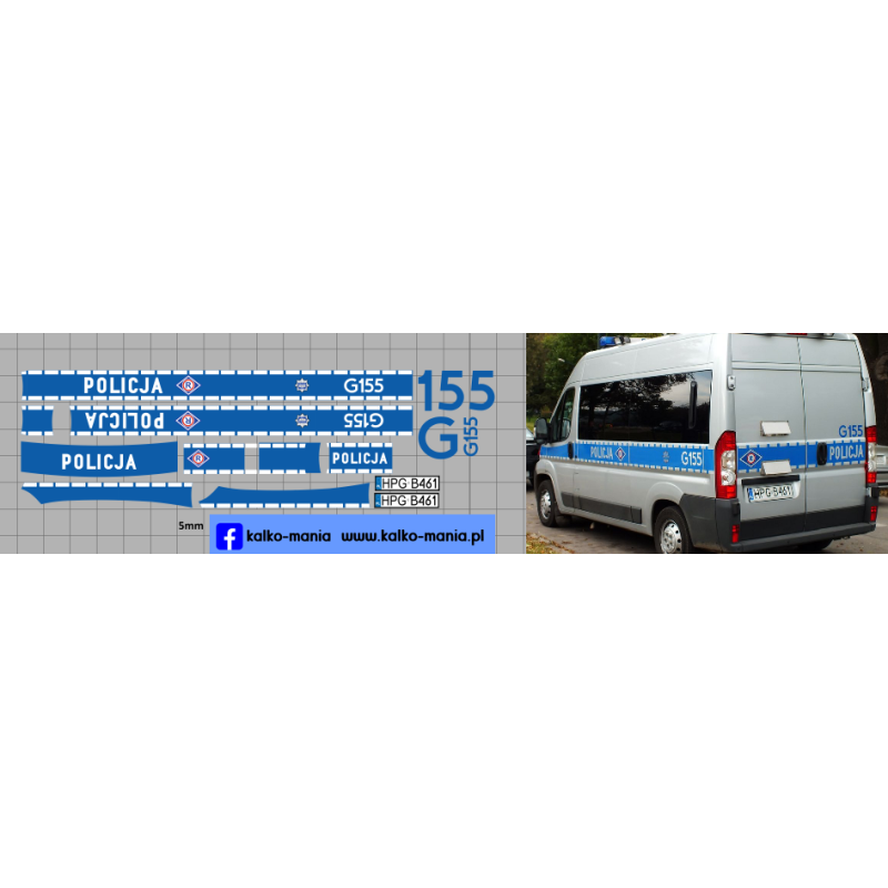 fiat ducato policja kalkomania 1:43