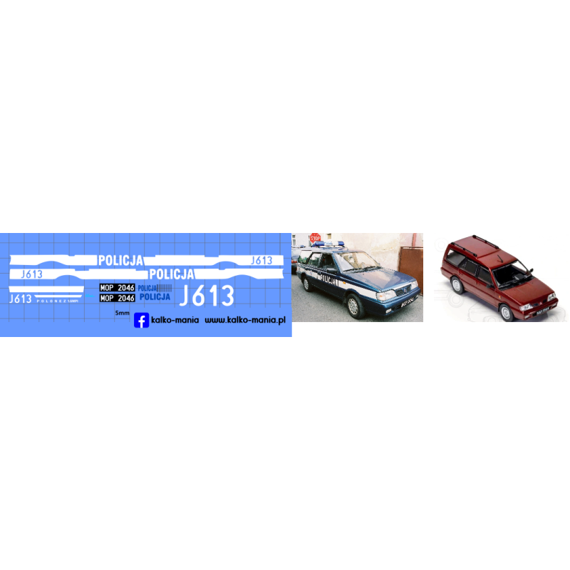 polonez kombi policja j613 kalkomania 1:43
