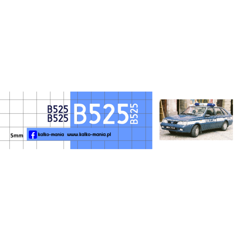 polonez policja b525 welly kalkomania 1:43