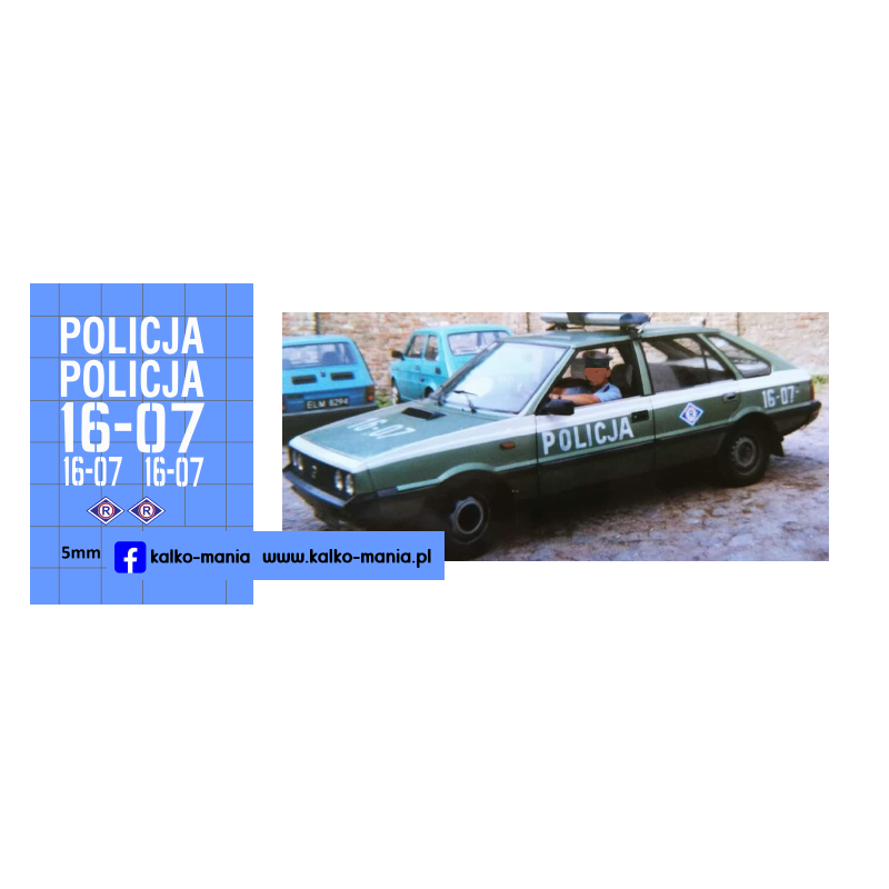 polonez policja drogowka kalkomania 1:43