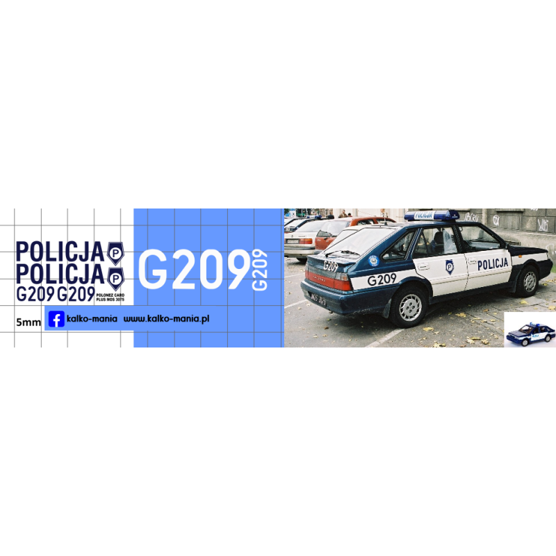 polonez policja g209 kalkomania 1:43