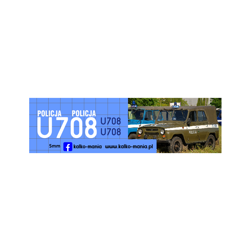 uaz 469 policja u708 kalkomania 1:43