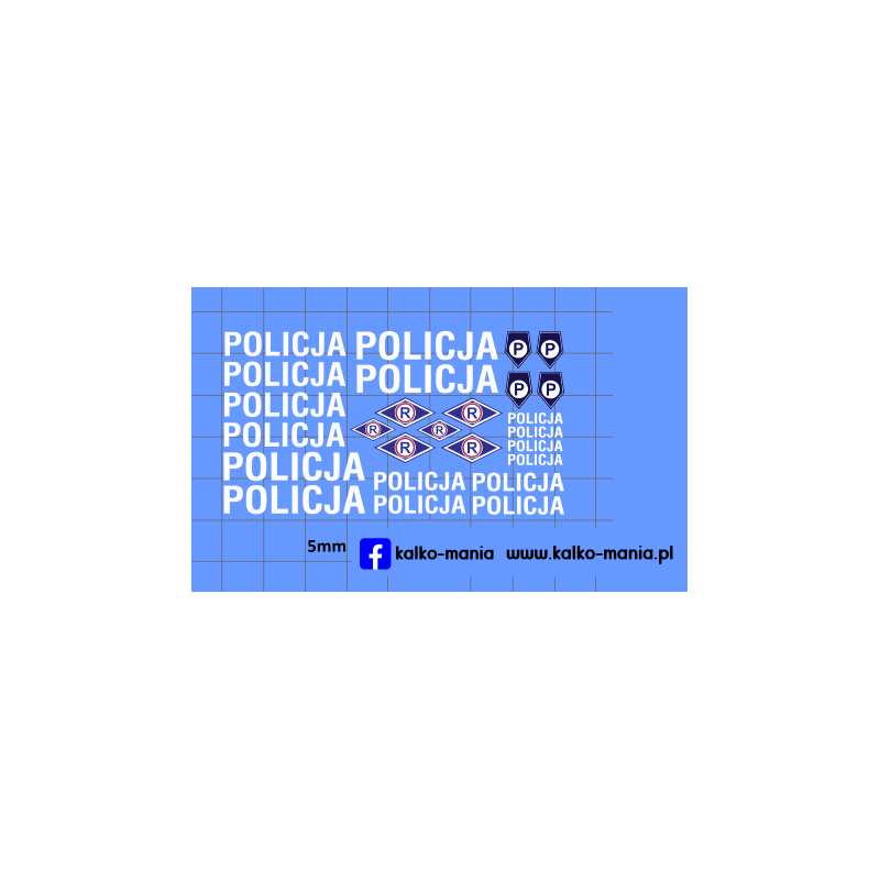 zestaw policja bialy kalkomania 1:43