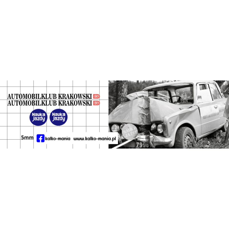 lok nauka jazdy fiat 125p automobilklub krakowski kalkomania 1:43
