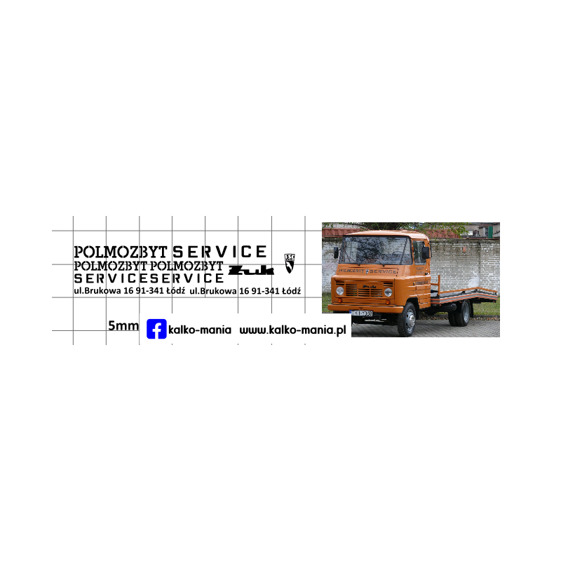 pomoc drogowa laweta zuk polmozbyt service kalkomania 1:43