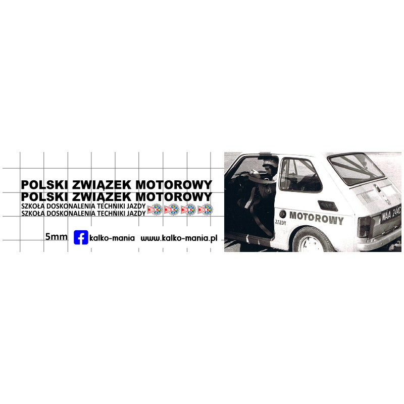 pzm fiat 126p szkola doskonalenia techniki jazdy kalkomania 1:43