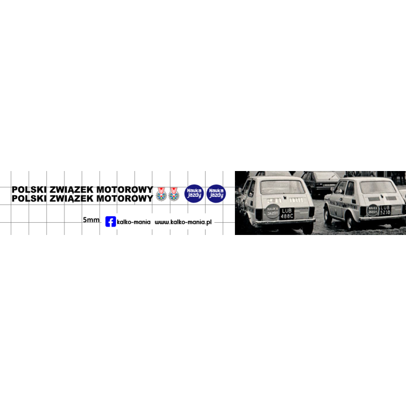 pzm nauka jazdy fiat 126p kalkomania 1:43
