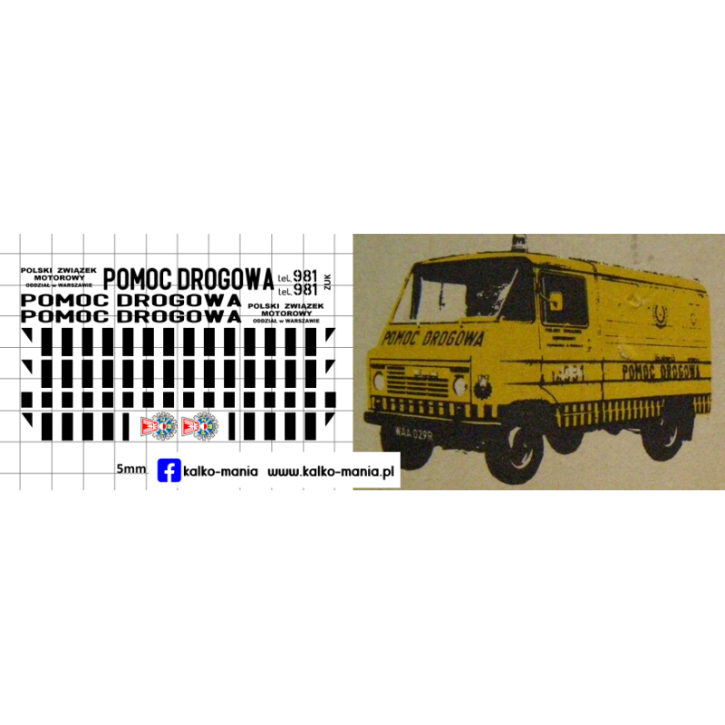 pzm pomoc drogowa zuk kalkomania 1:43