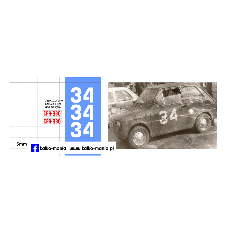 fiat 126p kaluza 2 gpx gor swietokrzyskich kalkomania 1:43