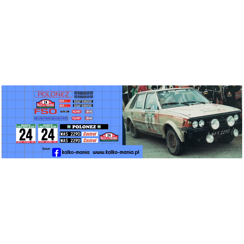 polonez 2000 stachowiak zyszkowki rally de portugal 1980 kalkomania 1:43